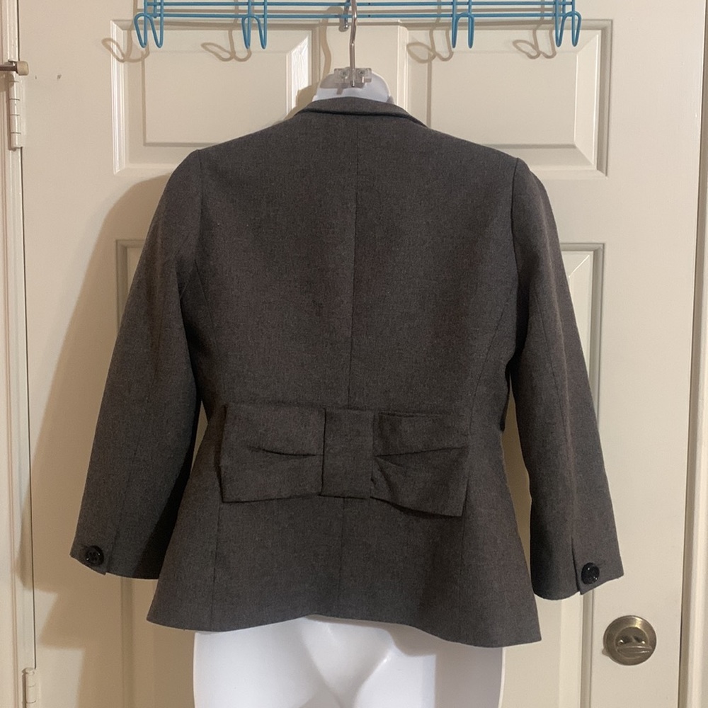 Kate Spade Wool Grey/Gray Blazer with bow in the back 3/4 sleeve, button cuff